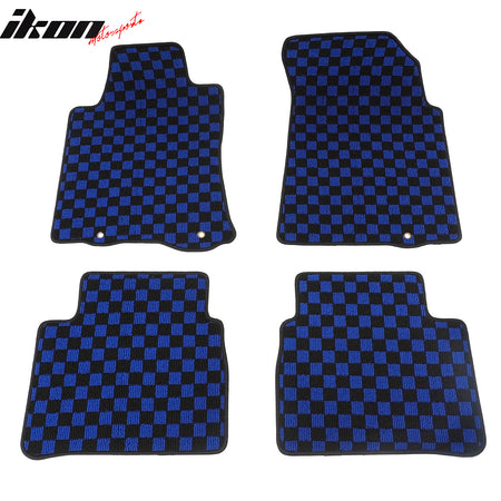 Fits 13-18 Nissan Altima Sedan Car Floor Mats Checkered Carpets Black Blue Plaid