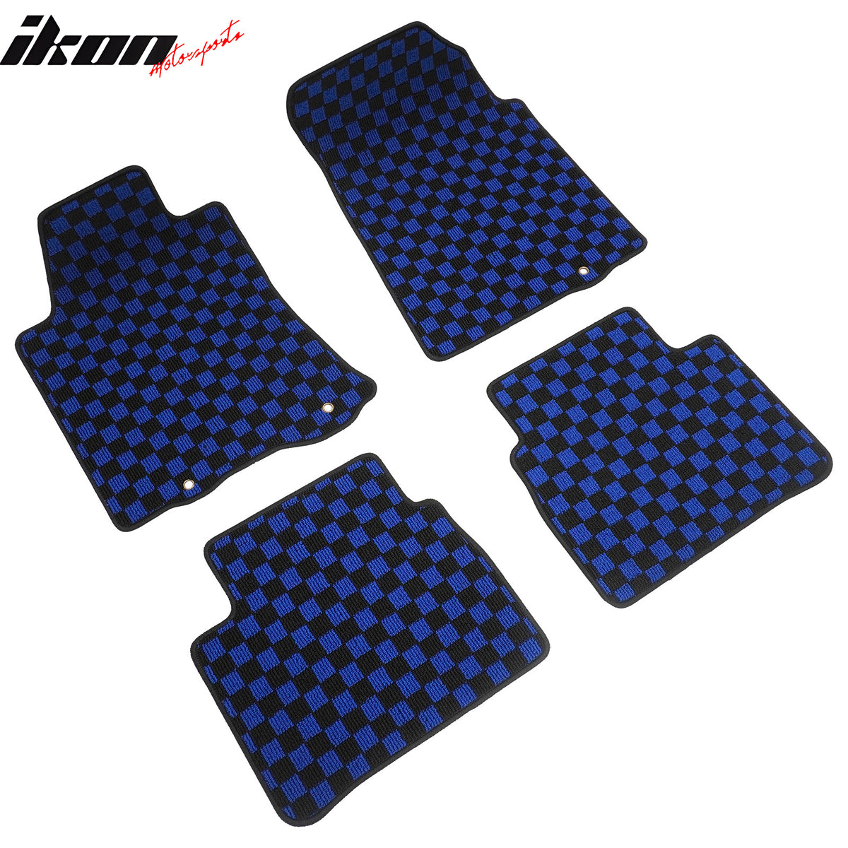 Fits 13-18 Nissan Altima Sedan Car Floor Mats Checkered Carpets Black Blue Plaid