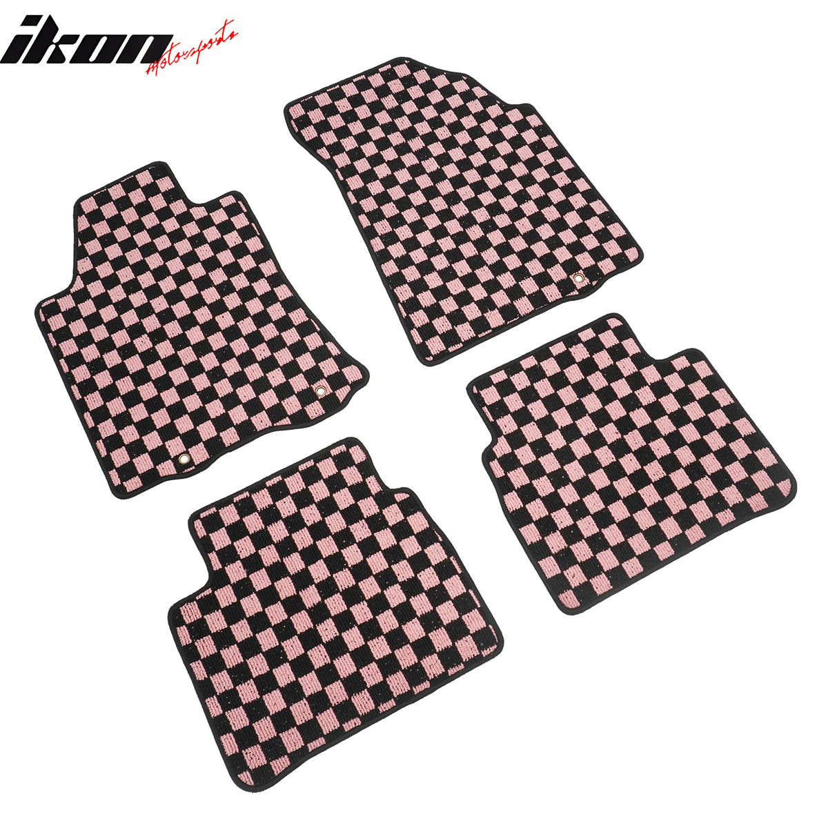 Fits 13-18 Nissan Altima Sedan Car Floor Mats Checkered Carpets Black Pink Plaid
