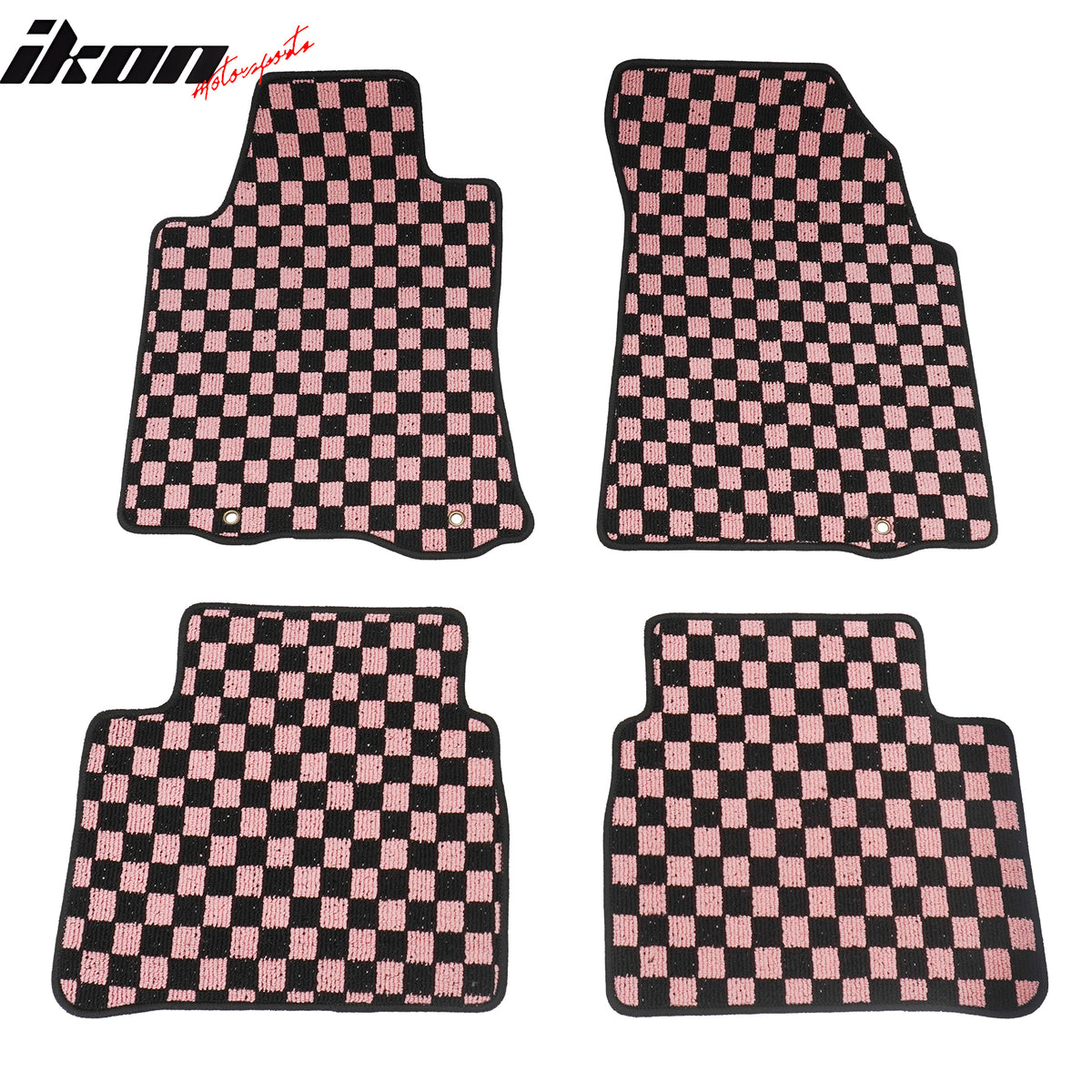 Fits 13-18 Nissan Altima Sedan Car Floor Mats Checkered Carpets Black Pink Plaid