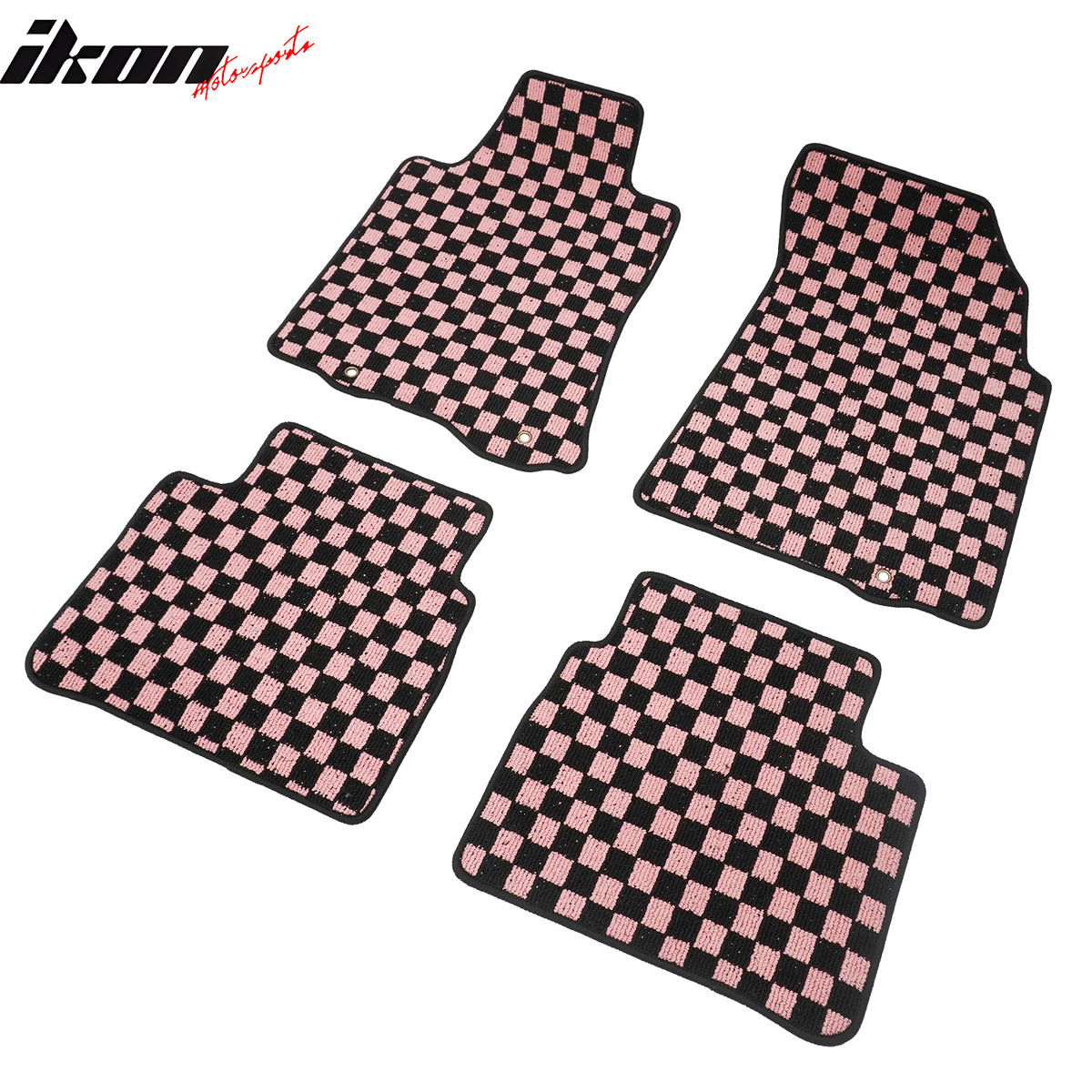 Fits 13-18 Nissan Altima Sedan Car Floor Mats Checkered Carpets Black Pink Plaid