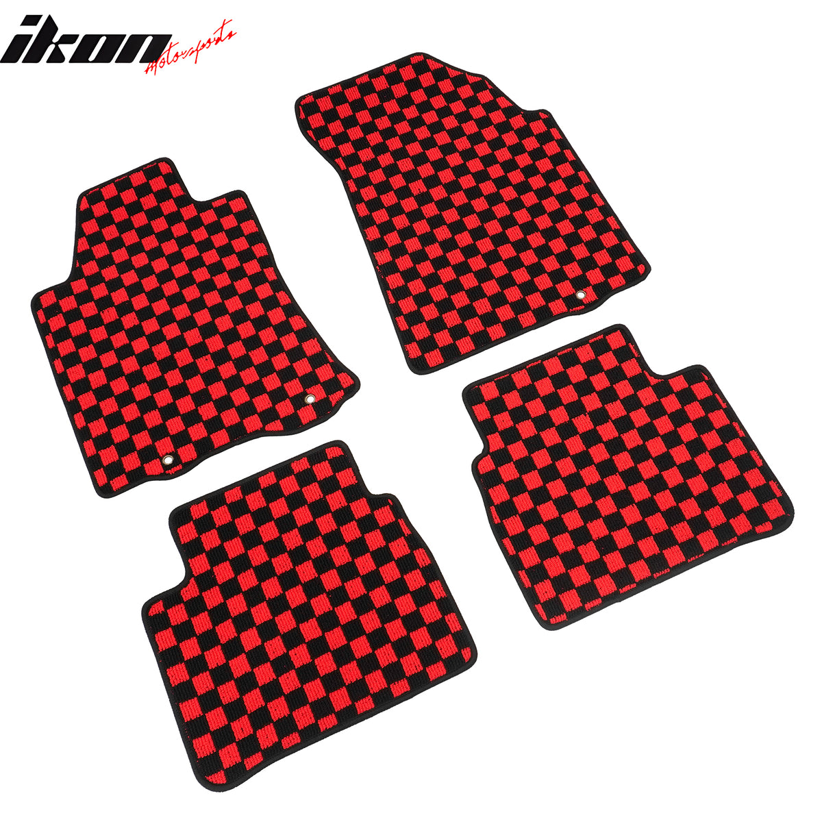 Fits 13-18 Nissan Altima Sedan Car Floor Mats Checkered Carpets Black Red Plaid
