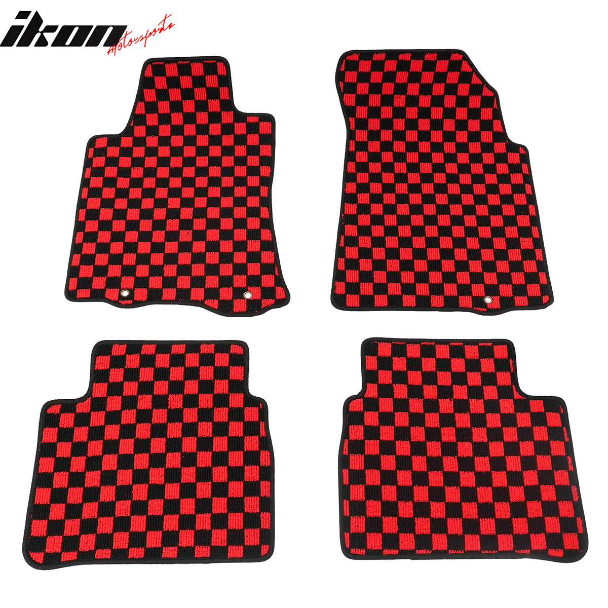 Fits 13-18 Nissan Altima Sedan Car Floor Mats Checkered Carpets Black Red Plaid