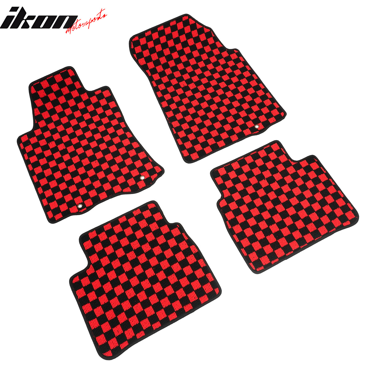 Fits 13-18 Nissan Altima Sedan Car Floor Mats Checkered Carpets Black Red Plaid