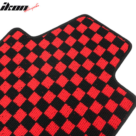 Fits 13-18 Nissan Altima Sedan Car Floor Mats Checkered Carpets Black Red Plaid
