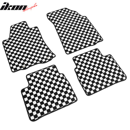 Fits 13-18 Nissan Altima Sedan Floor Mats Checkered Carpets Black White Plaid
