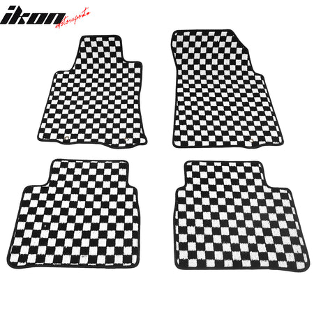 Fits 13-18 Nissan Altima Sedan Floor Mats Checkered Carpets Black White Plaid