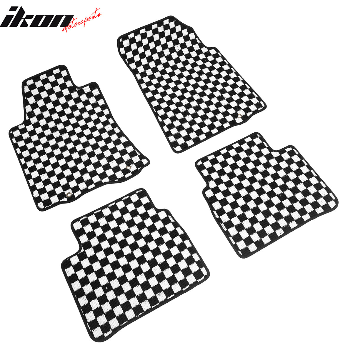 Fits 13-18 Nissan Altima Sedan Floor Mats Checkered Carpets Black White Plaid