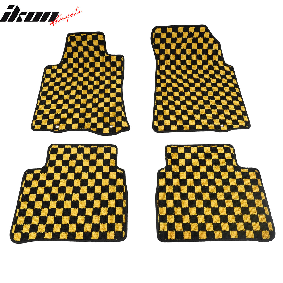 Fits 13-18 Nissan Altima Sedan Floor Mats Checkered Carpets Black Yellow Plaid