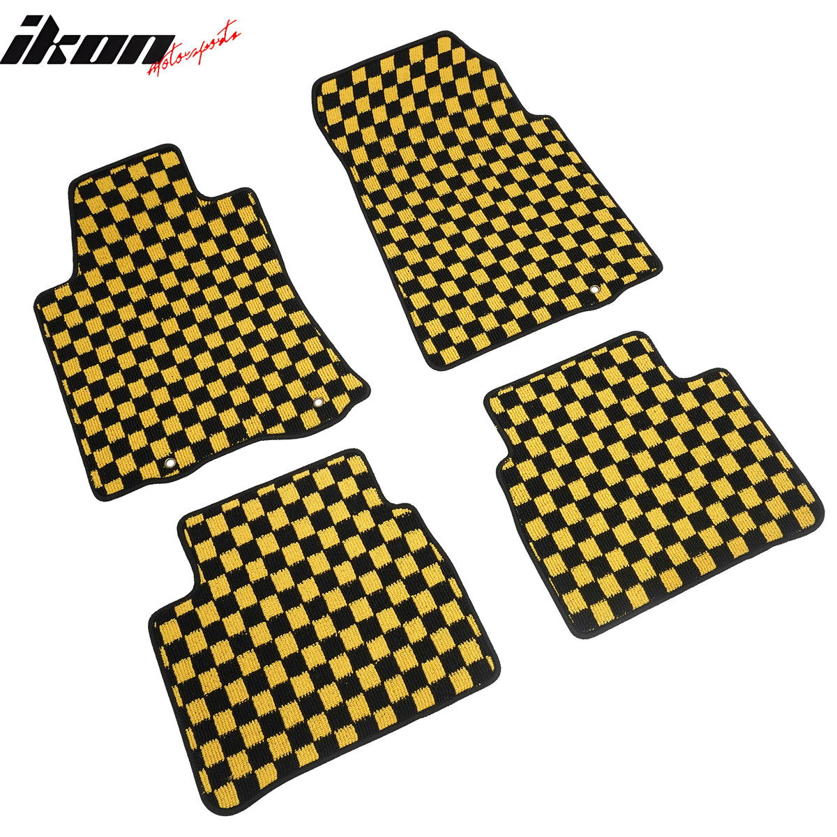 Fits 13-18 Nissan Altima Sedan Floor Mats Checkered Carpets Black Yellow Plaid