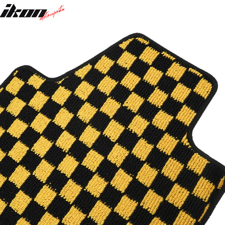 Fits 13-18 Nissan Altima Sedan Floor Mats Checkered Carpets Black Yellow Plaid