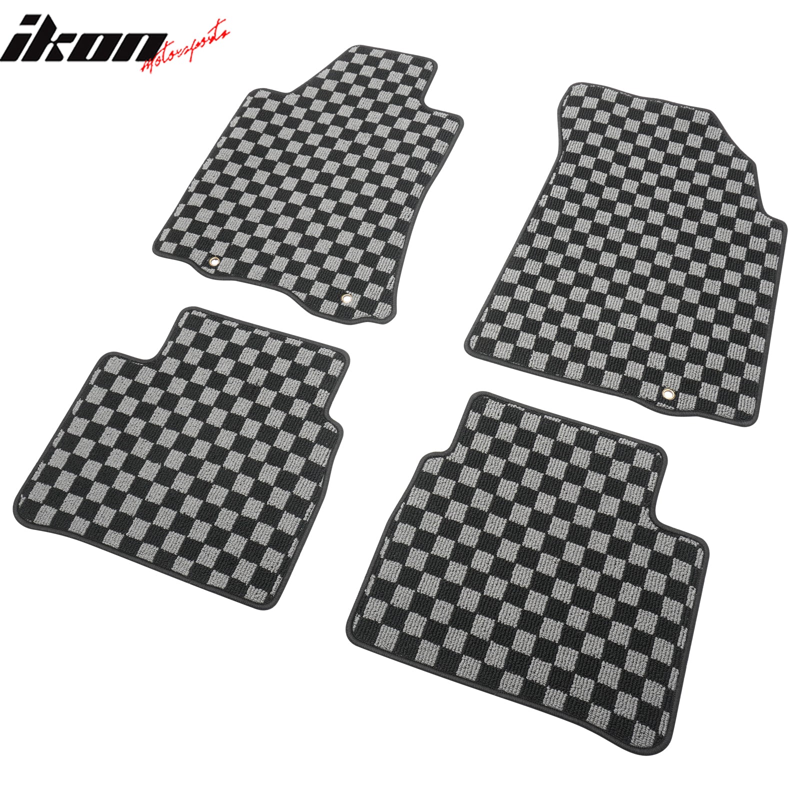 Fits 13-18 Nissan Altima Floor Mats Non-Slip Carpet Checkered Black Gray Plaid