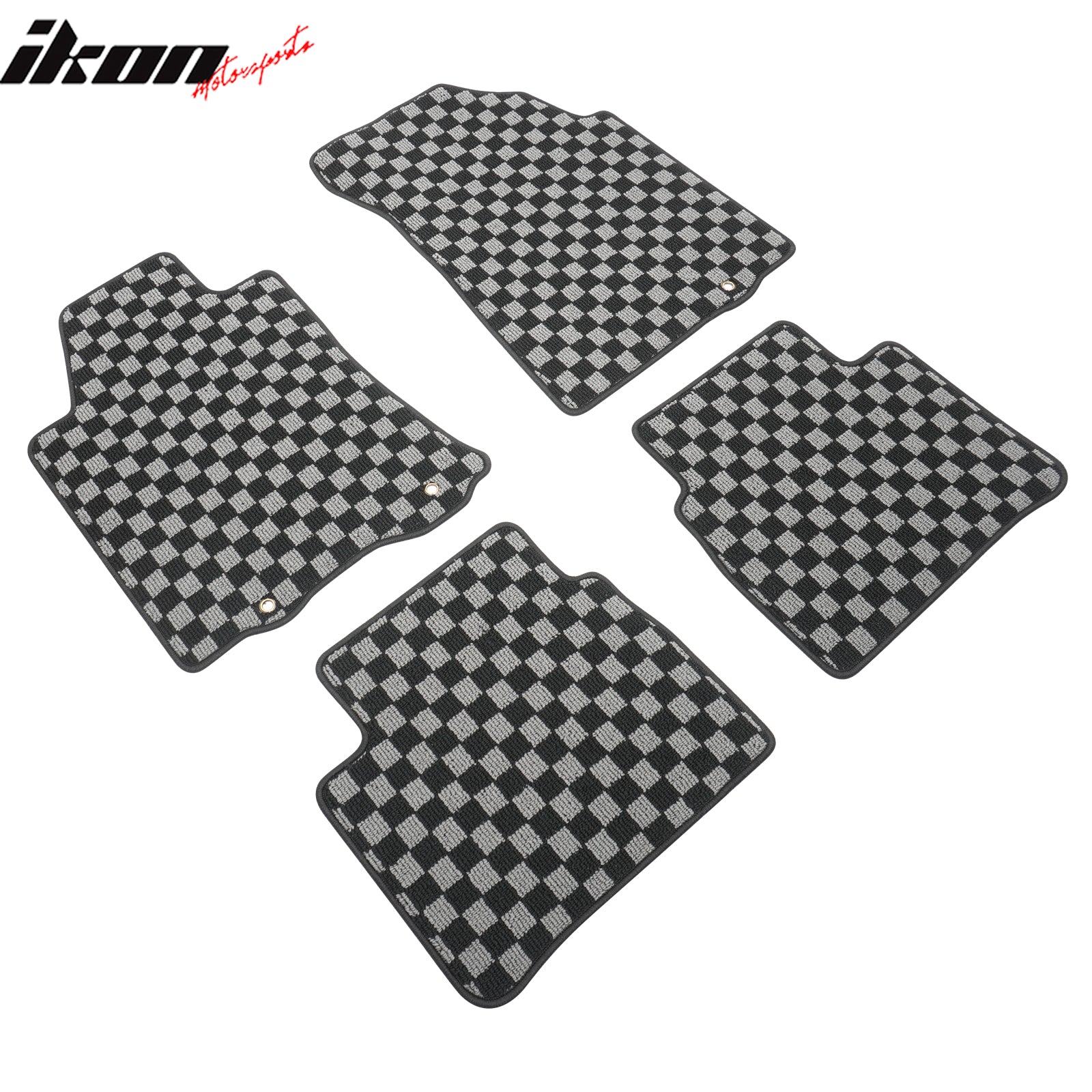 Fits 13-18 Nissan Altima Floor Mats Non-Slip Carpet Checkered Black Gray Plaid