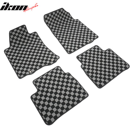 Fits 13-18 Nissan Altima Floor Mats Non-Slip Carpet Checkered Black Gray Plaid