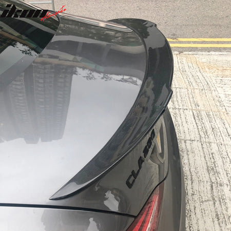 Compatible With 2013-2018 Mercedes-Benz CLA W117FD Style Real Carbon Fiber CF Rear Trunk Spoiler Wing Black