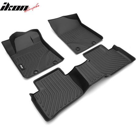 IKON MOTORSPORTS 3D TPE Floor Mats, Compatible with 2013-2018 Nissan Altima Sedan 4-Door, All Weather Waterproof Anti-Slip Floor Liners, Front & 2nd Row Full Set Car Interior Accessories, Black
