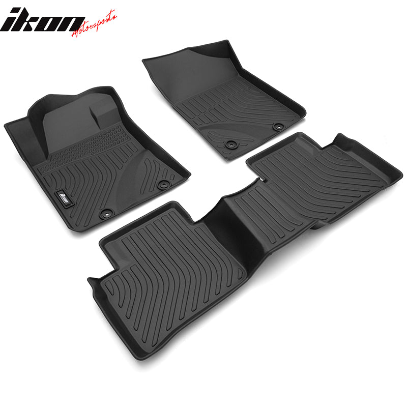 IKON MOTORSPORTS 3D TPE Floor Mats, Compatible with 2013-2018 Nissan Altima Sedan 4-Door, All Weather Waterproof Anti-Slip Floor Liners, Front & 2nd Row Full Set Car Interior Accessories, Black