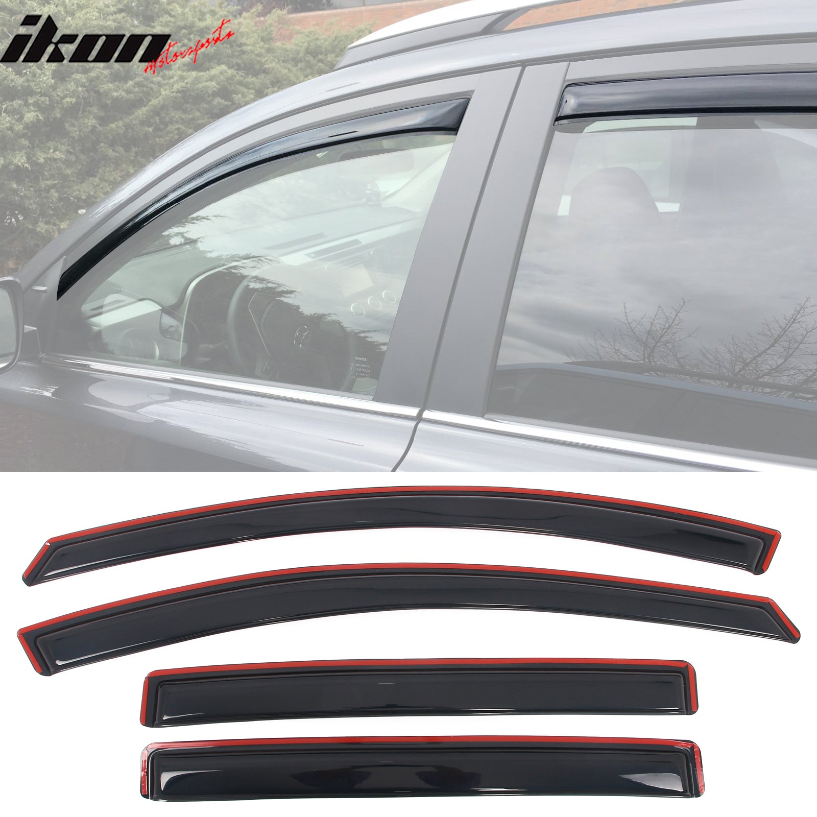 Fits 13-18 Toyota RAV4 Acrylic Window Visors In Channel Rain Sun
