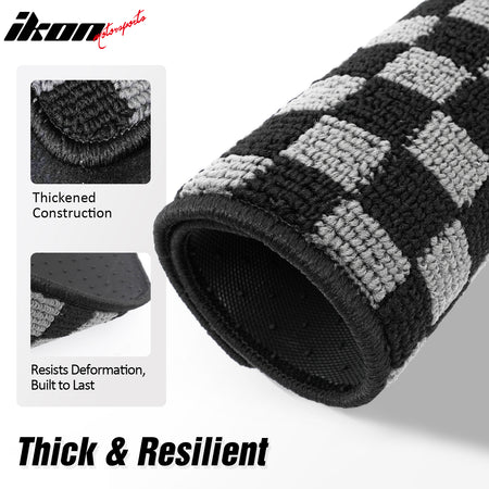 Fits 13-19 Nissan Sentra Floor Mats Non-Slip Carpet Checkered Black Gray Plaid