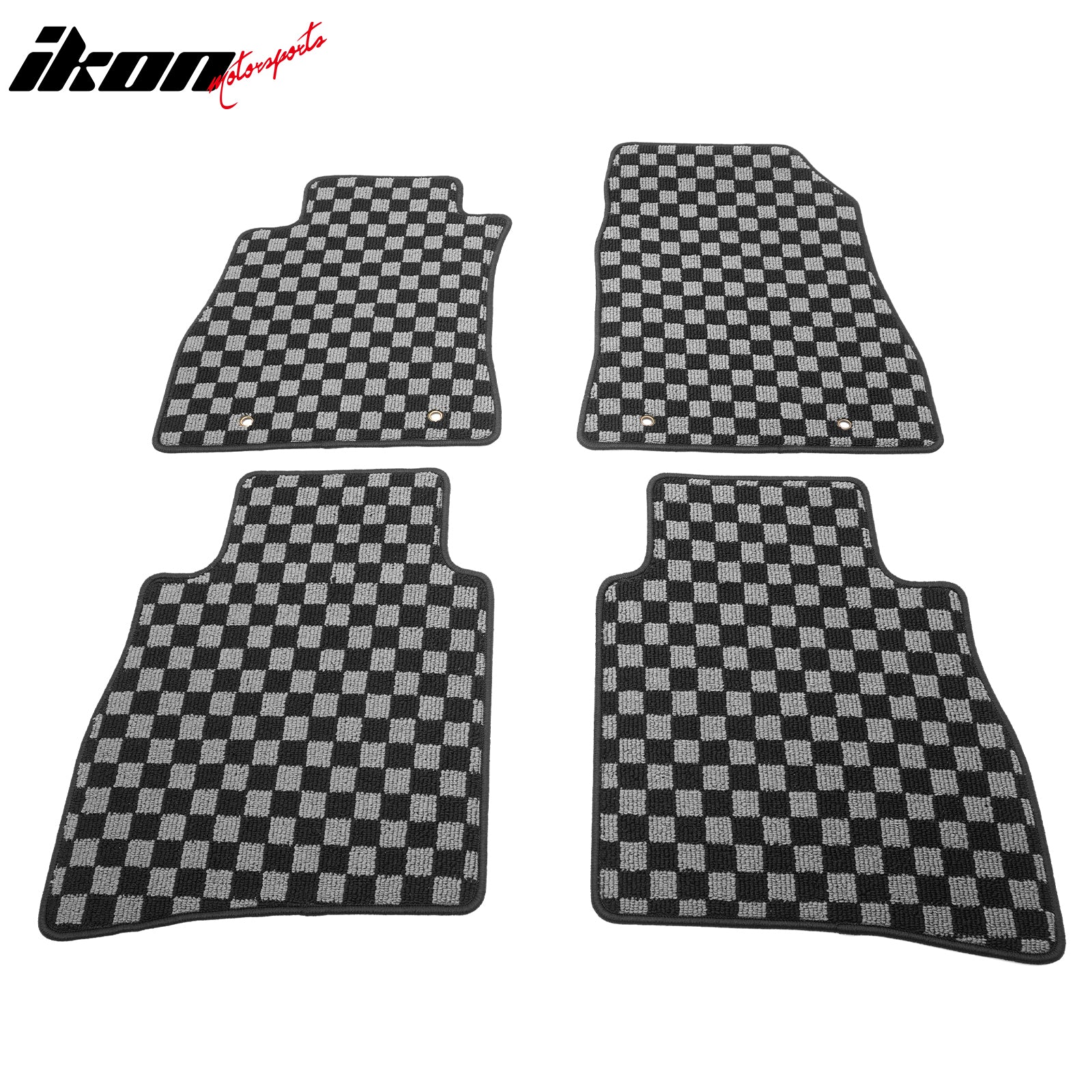 Fits 13-19 Nissan Sentra Floor Mats Non-Slip Carpet Checkered Black Gray Plaid