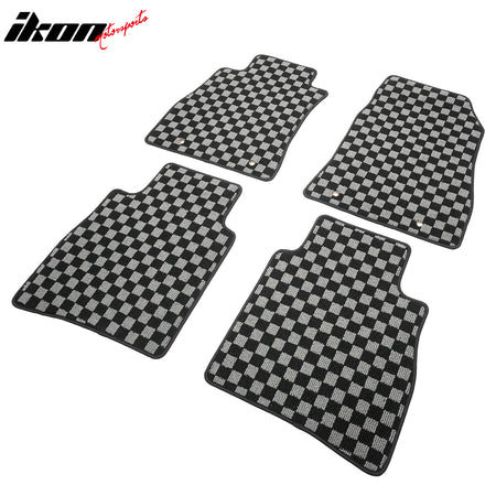 Fits 13-19 Nissan Sentra Floor Mats Non-Slip Carpet Checkered Black Gray Plaid