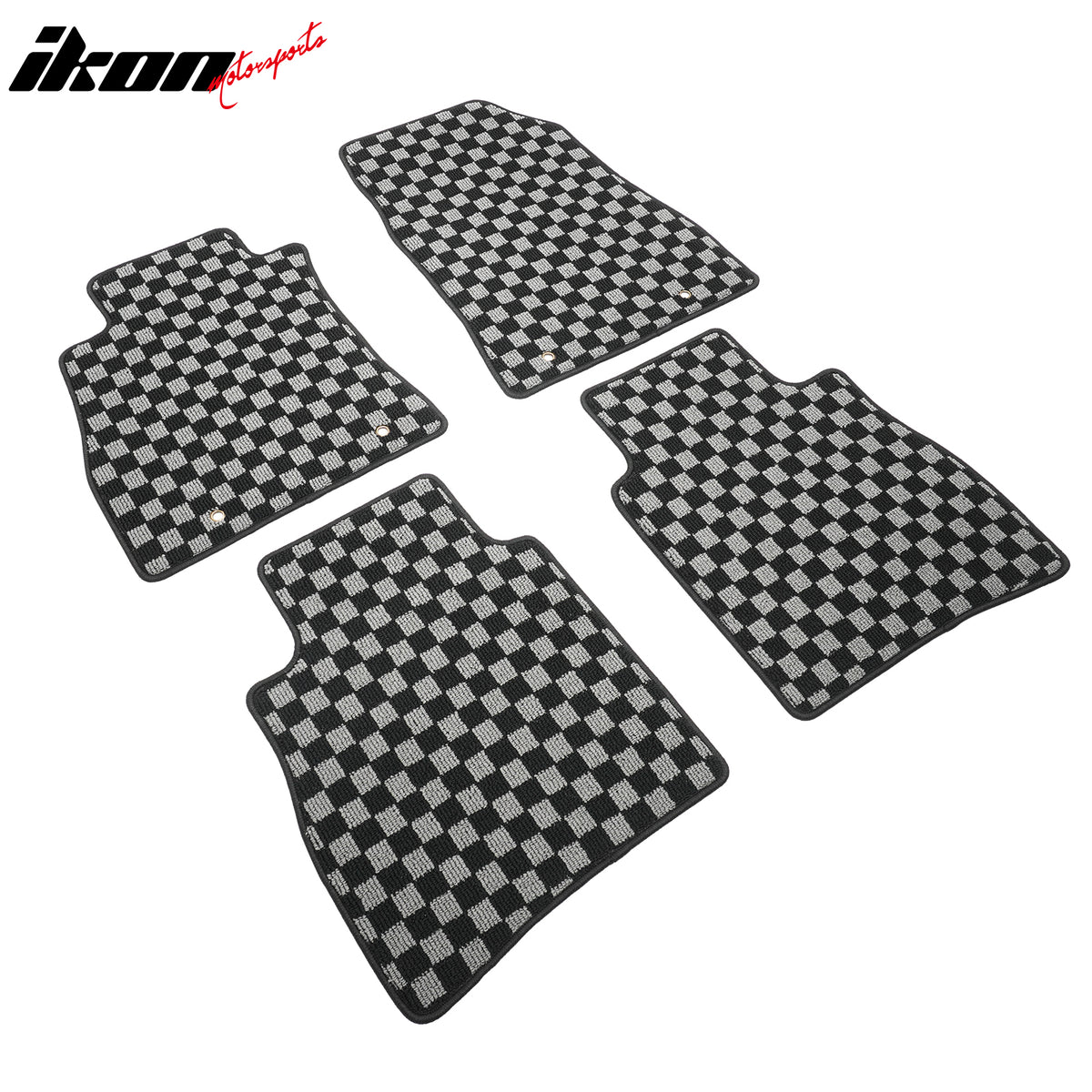 Fits 13-19 Nissan Sentra Floor Mats Non-Slip Carpet Checkered Black Gray Plaid