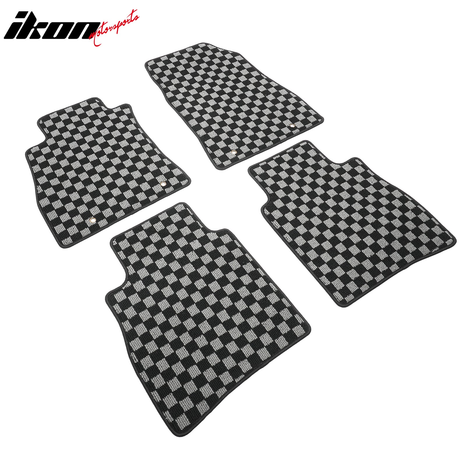 Fits 13-19 Nissan Sentra Floor Mats Non-Slip Carpet Checkered Black Gray Plaid
