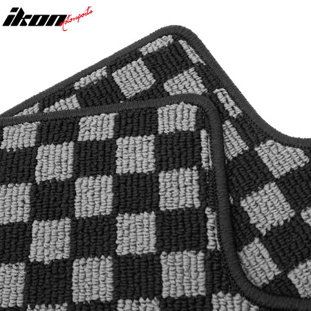 Fits 13-19 Nissan Sentra Floor Mats Non-Slip Carpet Checkered Black Gray Plaid
