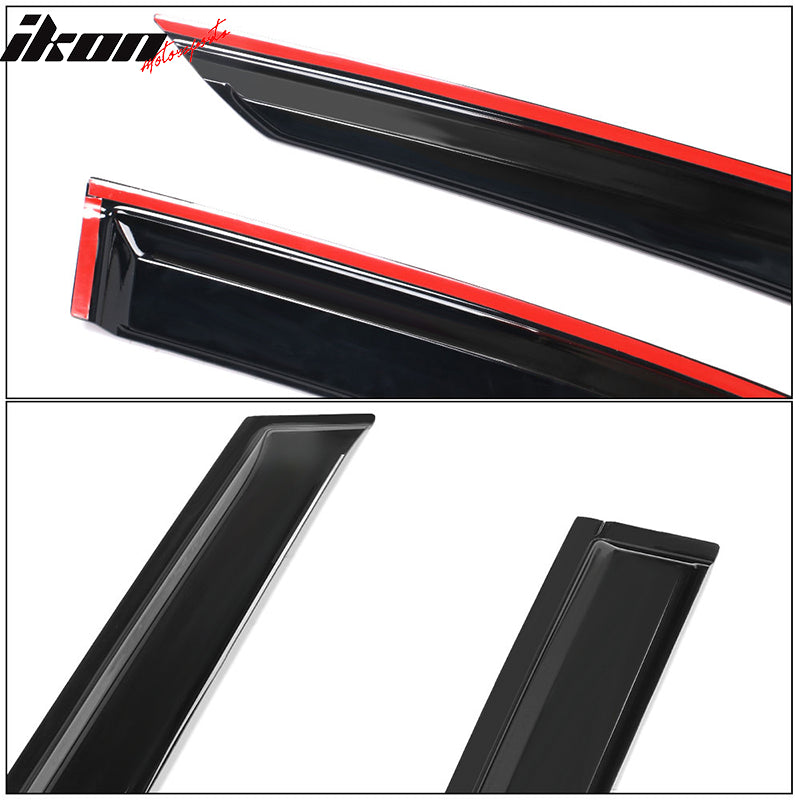 Fits 13-19 Audi A3 S3 RS3 Hatchback Tape-On Window Visors Sun Rain Guards 4PCS