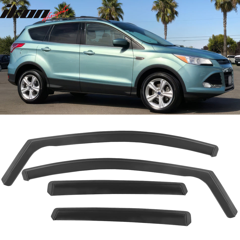 2013-2019 Ford Escape Side Window Visor Black In-Channel Deflectors