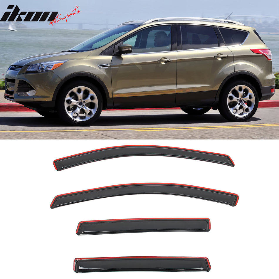 2013-2019 Ford Escape Window Visors In Channel Acrylic Rain Deflectors