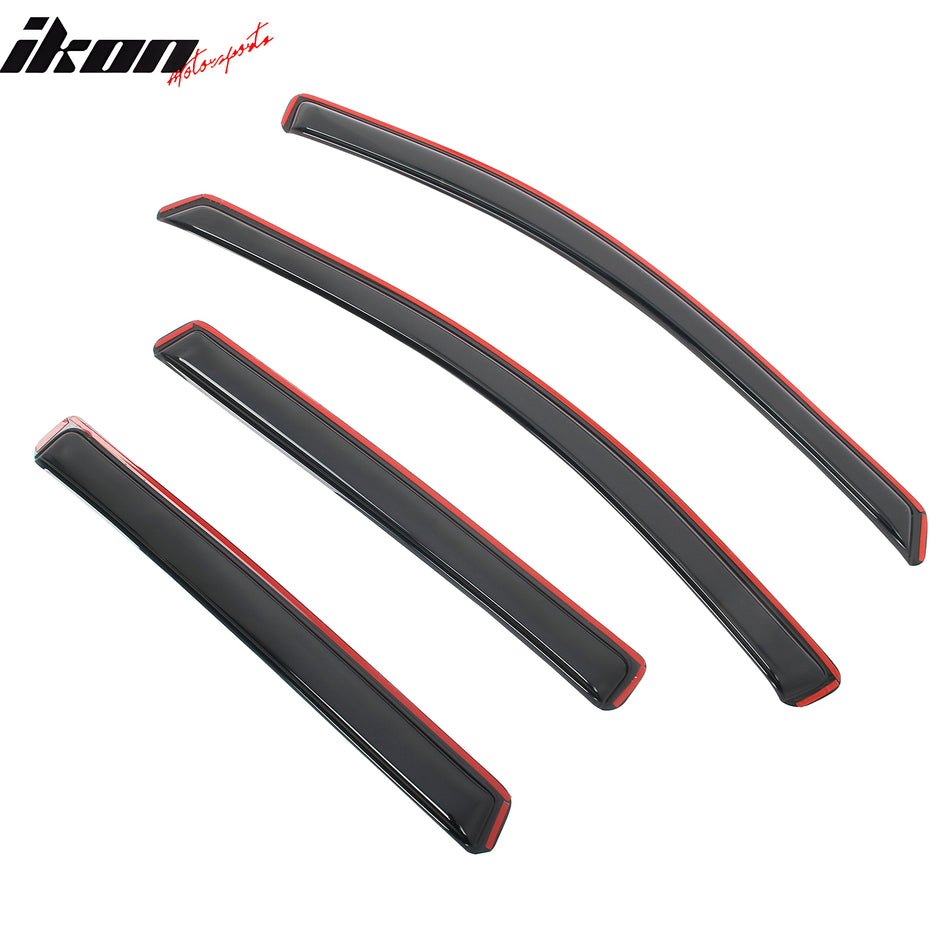 IKON MOTORSPORTS In Channel Window Visors Compatible with 2013-2019 Ford Escape, Slim Style Acrylic Smoke Rain Guards, Side Window Wind Deflectors 4PCS