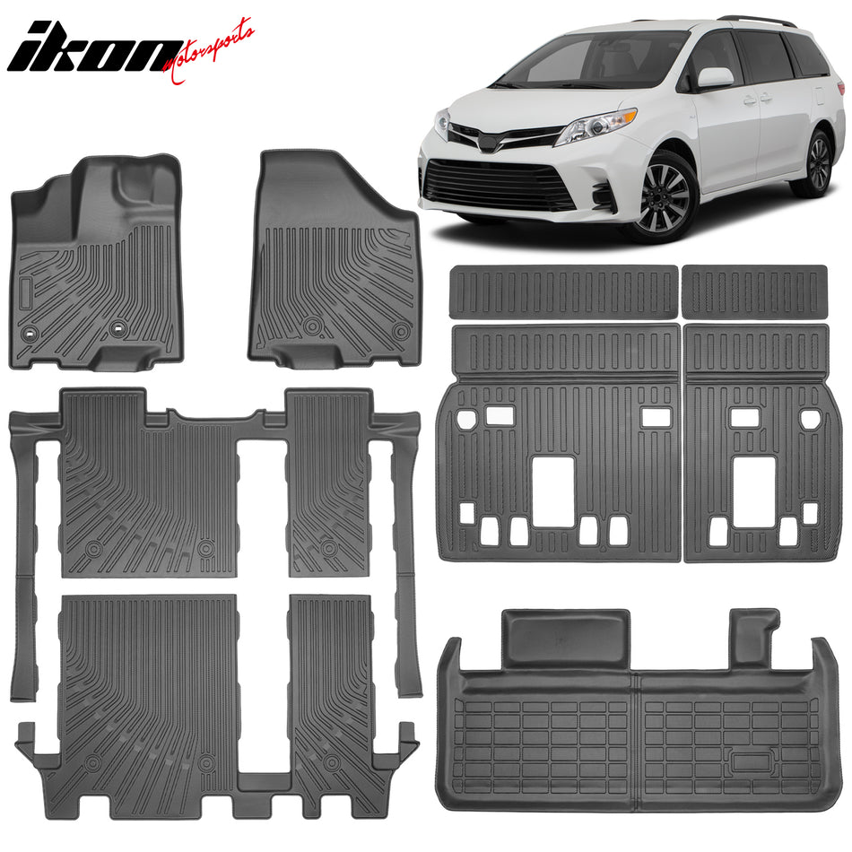 2013-2020 Toyota Sienna 8 Seats TPE 4PCS All Weather Floor Mats + Trunk Mat + Backrest Mats