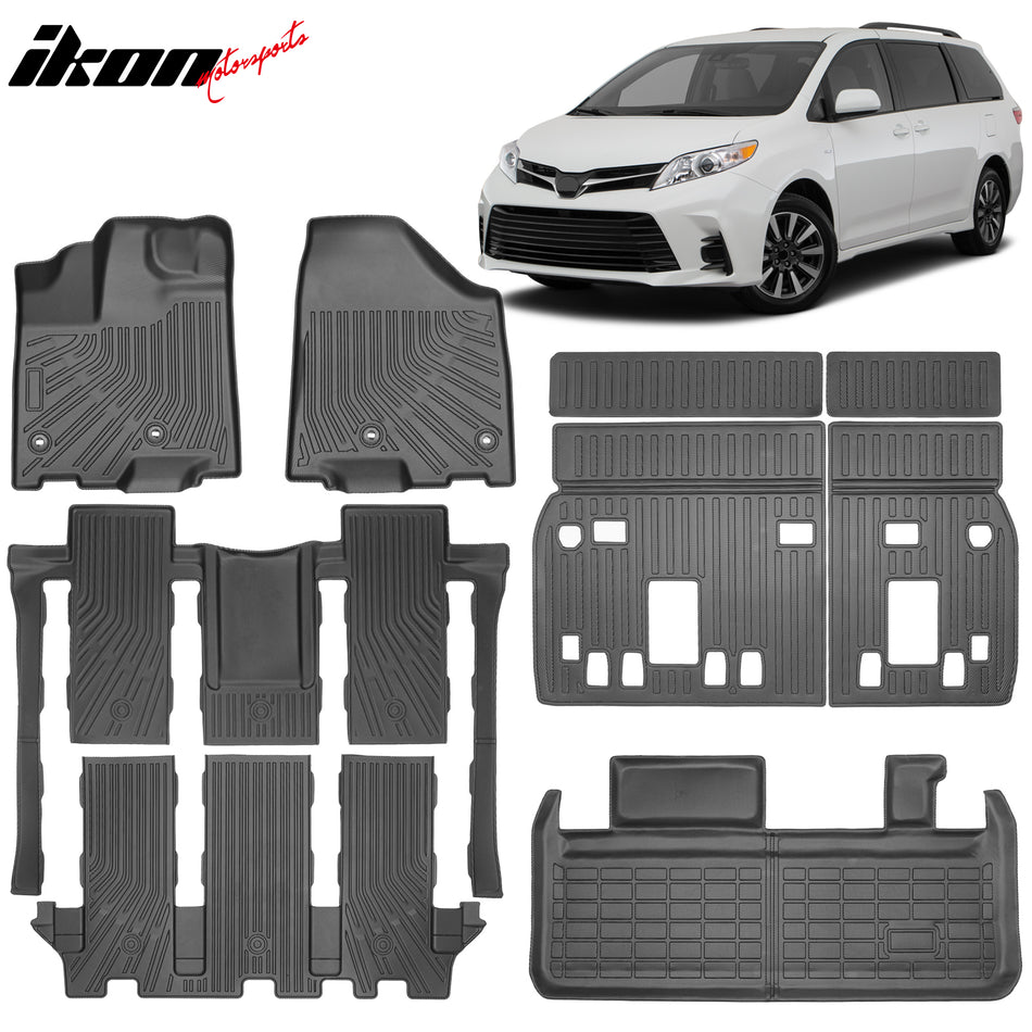 2013-2020 Toyota Sienna 7 Seats TPE All Weather Floor Mats 4PCS + Trunk Mat + Backrest Mats