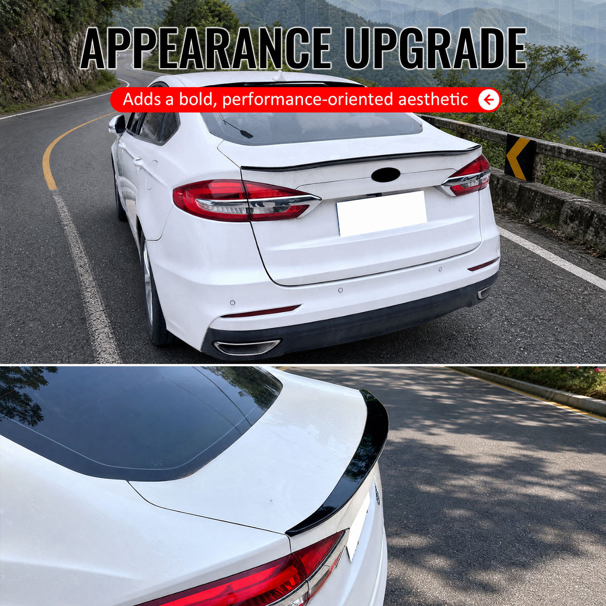 Fits 13-20 Ford Fusion Trunk Spoiler MP Style Rear Decklid Wing Gloss Black Lip