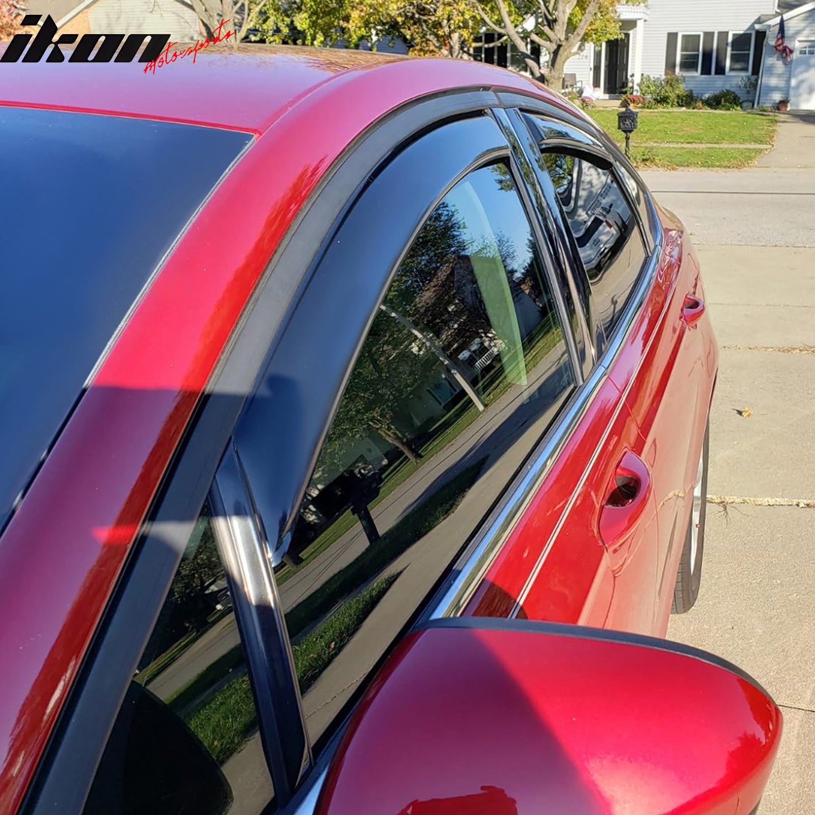 IKON MOTORSPORTS In Channel Window Visors Compatible with 2013-2020 Ford Fusion, Slim Style Acrylic Smoke Rain Guards, Side Window Wind Deflectors 4PCS