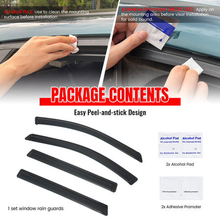 Fits 13-20 Nissan Pathfinder 4PCS Window Visors Smoke Acrylic Deflectors Guard