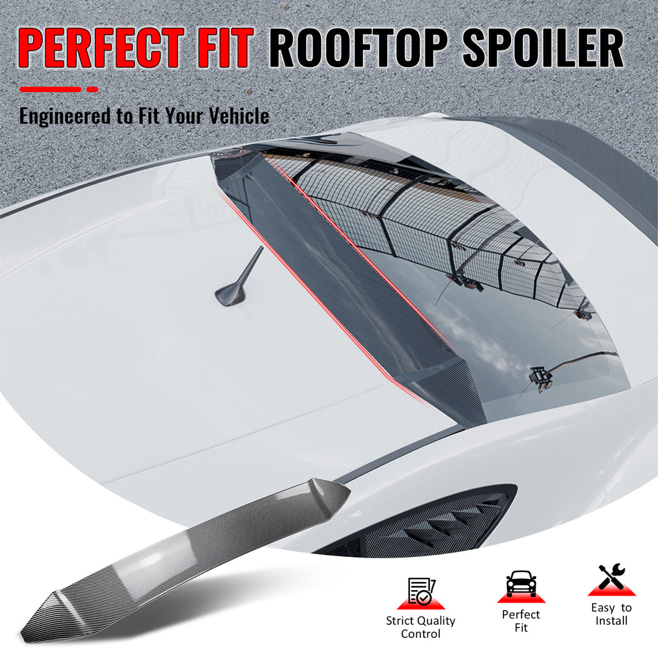 IKON MOTORSPORTS, Rear Window Roof Spoiler Fits 2013-2016 Scion FR-S 2013-2020 Subaru BRZ 2017-2020 Toyota 86, IKON V3 Carbon Fiber Print ABS Add-on Top Roofline Windshield Visor Spoiler Wing