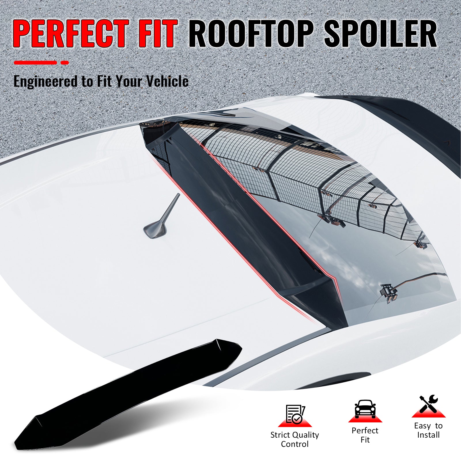 IKON MOTORSPORTS, Rear Window Roof Spoiler Fits 2013-2016 Scion FR-S 2013-2020 Subaru BRZ 2017-2020 Toyota 86, IKON V3 Style Gloss Black ABS Add-on Top Roofline Windshield Visor Spoiler Wing