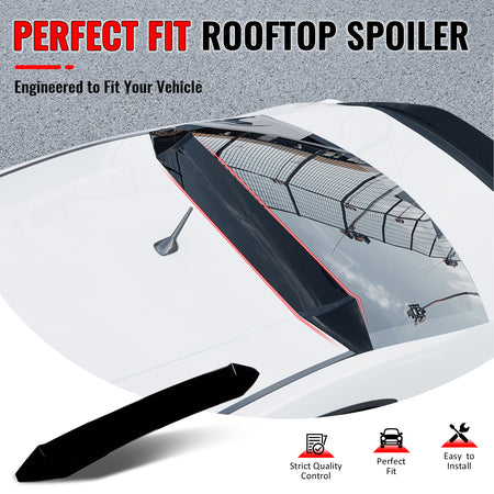IKON MOTORSPORTS, Rear Window Roof Spoiler Fits 2013-2016 Scion FR-S 2013-2020 Subaru BRZ 2017-2020 Toyota 86, IKON V3 Style Gloss Black ABS Add-on Top Roofline Windshield Visor Spoiler Wing