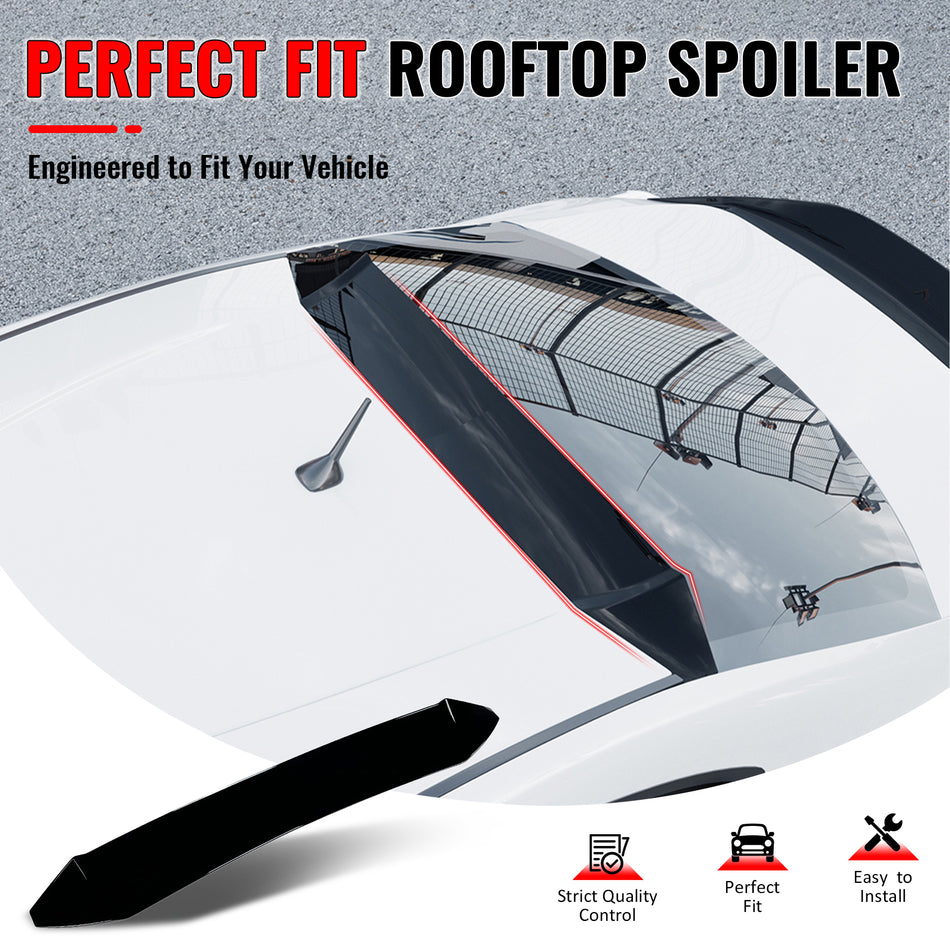 IKON MOTORSPORTS, Rear Window Roof Spoiler Fits 2013-2016 Scion FR-S 2013-2020 Subaru BRZ 2017-2020 Toyota 86, IKON V3 Style Gloss Black ABS Add-on Top Roofline Windshield Visor Spoiler Wing