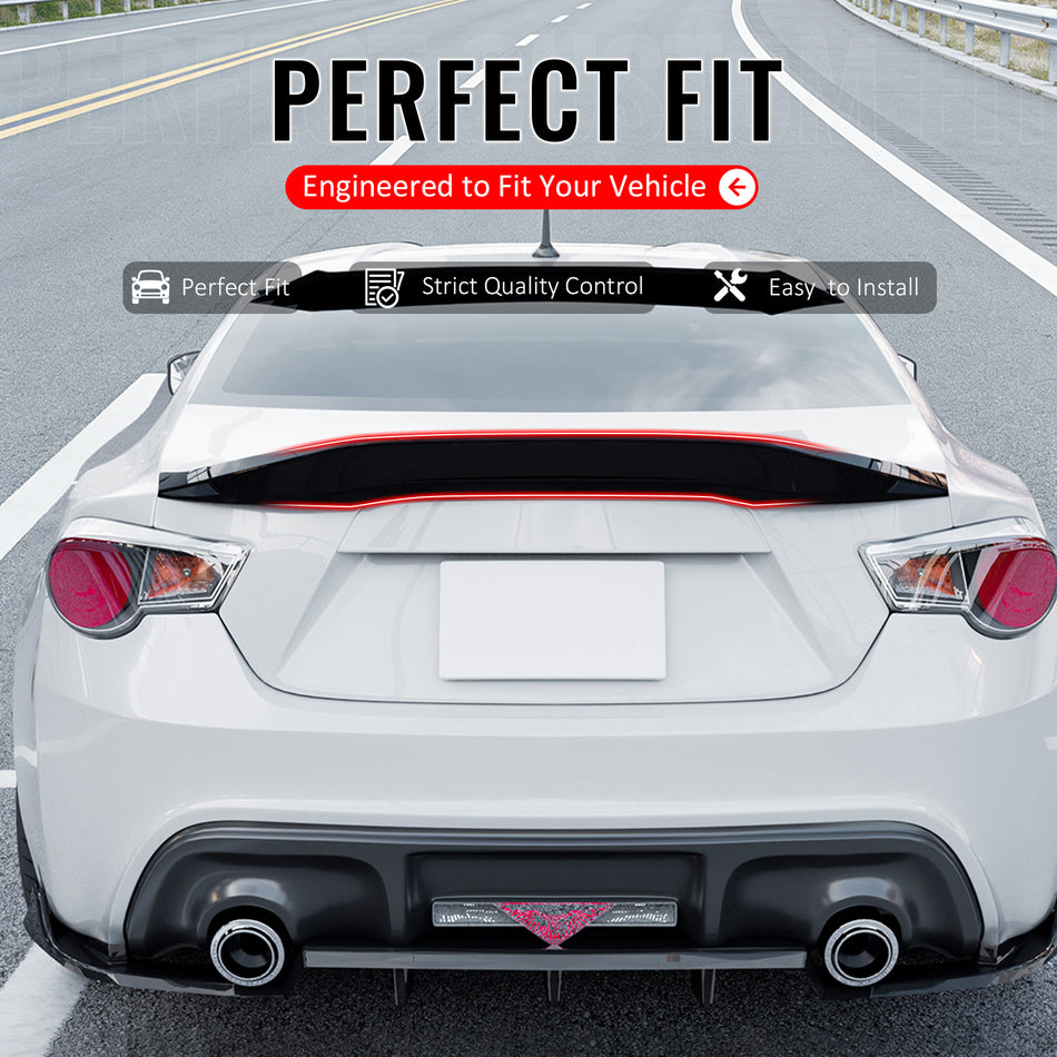 IKON MOTORSPORTS, Trunk Spoiler Compatible with 2013-2016 Scion FR-S 2013-2020 Subaru BRZ 2017-2020 Toyota 86, Duckbill Style Gloss Black ABS Plastic Rear Trunk Lid Spoiler Wing Lip 1PC