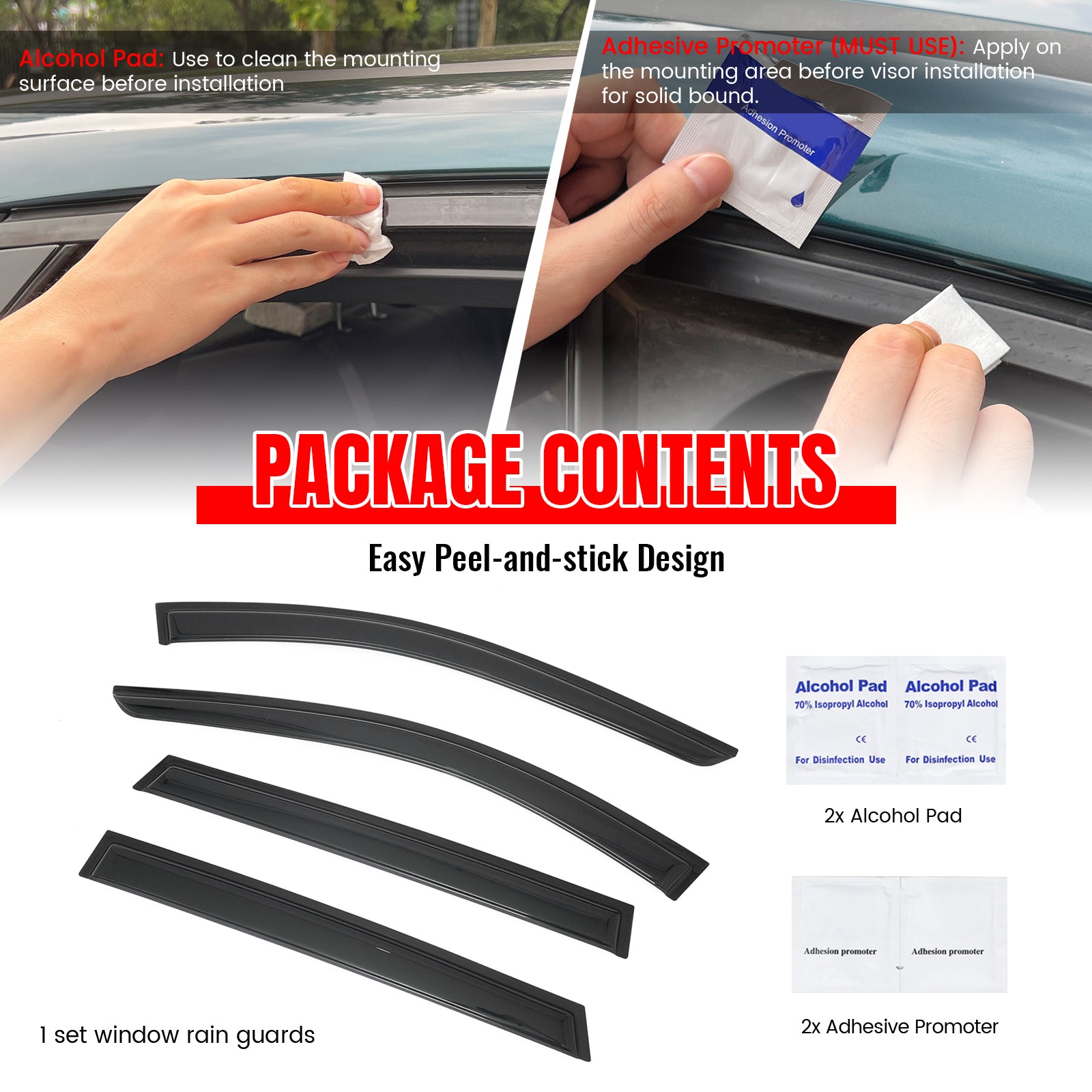 Fits 14-21 Infiniti QX60& 2013 JX35 4PCS Window Visors Smoke Acrylic Rain Shade