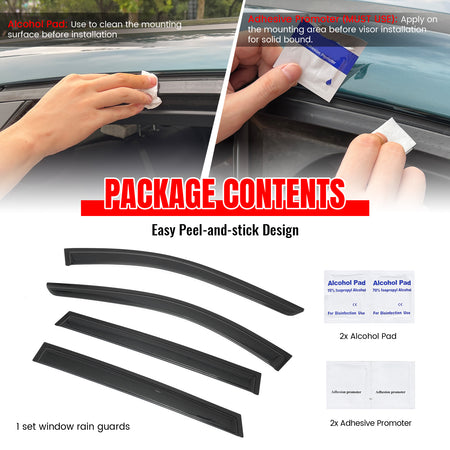 Fits 14-21 Infiniti QX60& 2013 JX35 4PCS Window Visors Smoke Acrylic Rain Shade