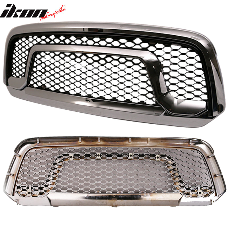 Fits 13-24 Dodge Ram 1500 & Classic Rebel Style Front Upper Grille Chrome ABS