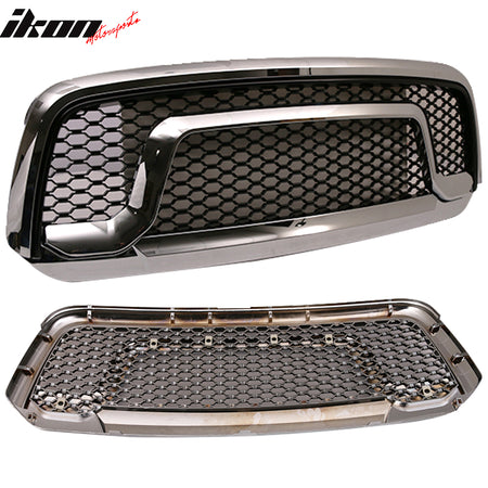 Fits 13-24 Dodge Ram 1500 & Classic Rebel Style Front Upper Grille Chrome ABS