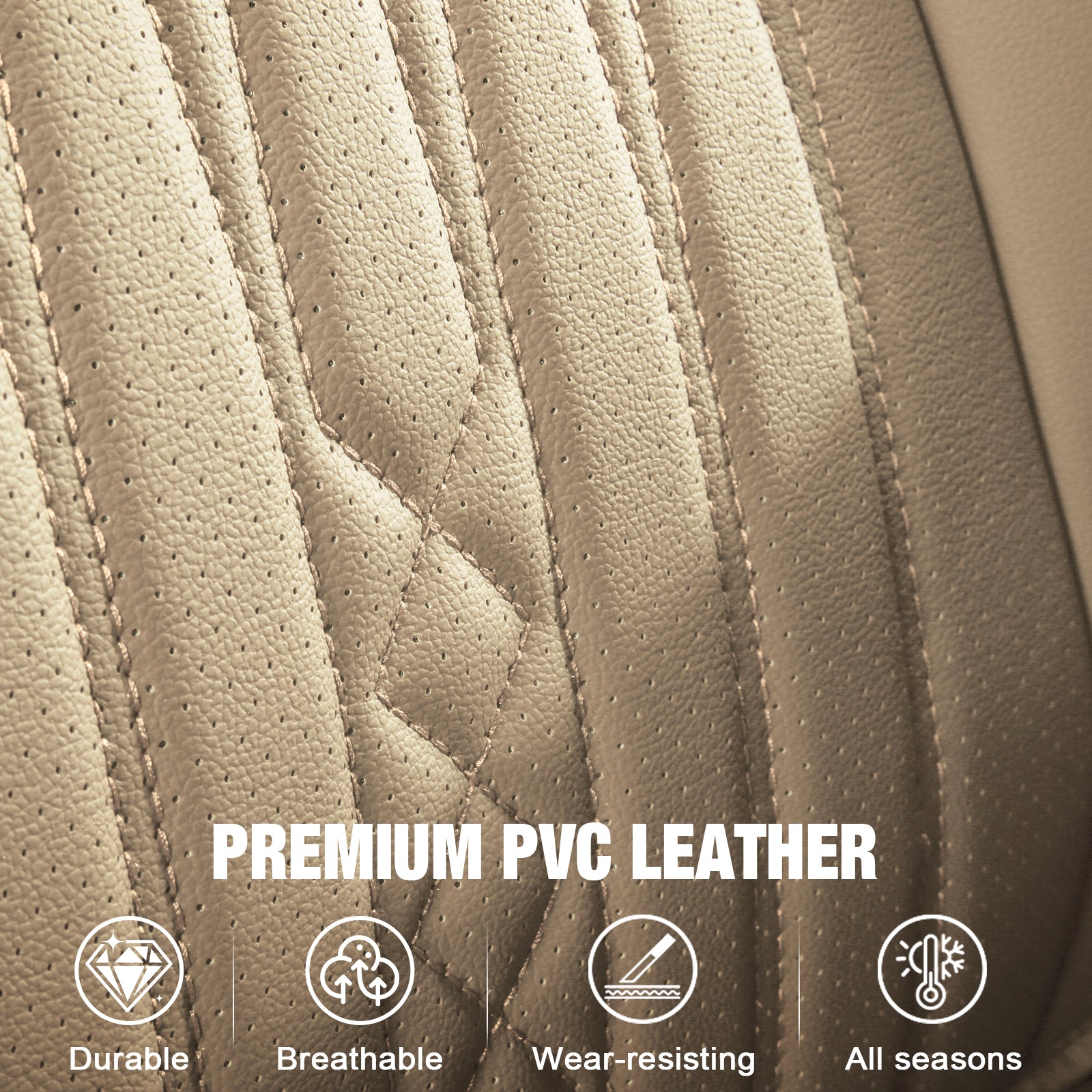 Fits 13-25 Dodge Ram 1500 13-26 2500 3500 Front Row Seat Covers Protector Beige