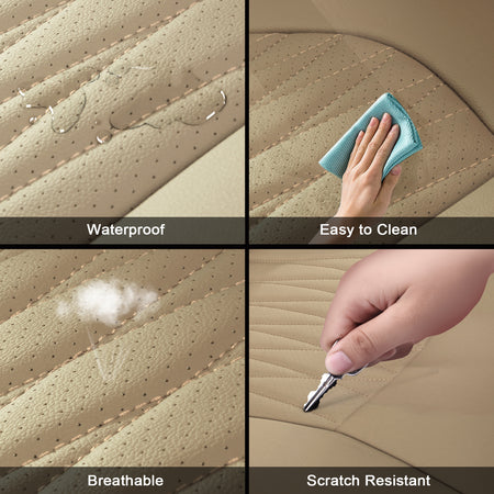 Fits 13-25 Dodge Ram 1500 13-26 2500 3500 Front Row Seat Covers Protector Beige