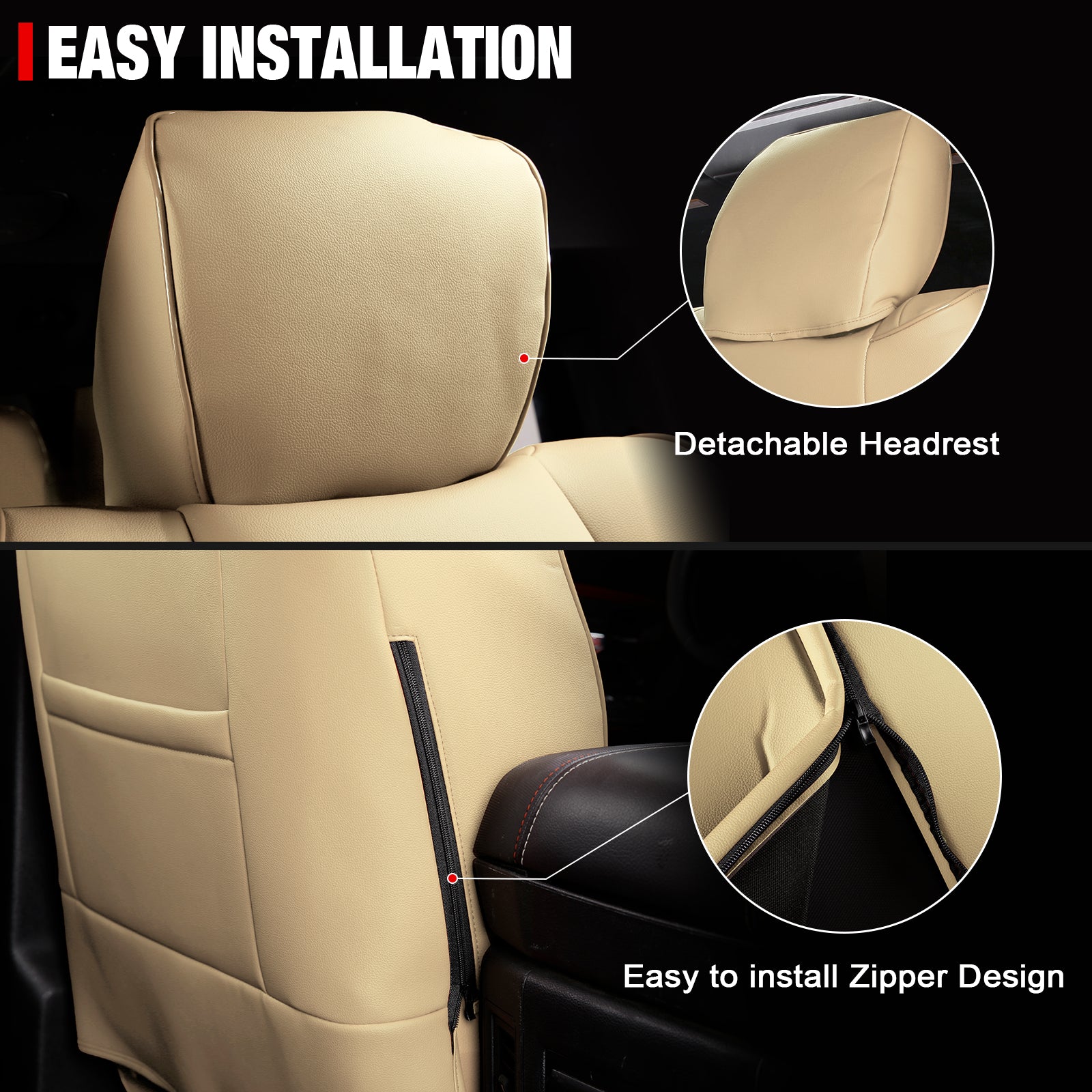 Fits 13-25 Dodge Ram 1500 13-26 2500 3500 Front Row Seat Covers Protector Beige