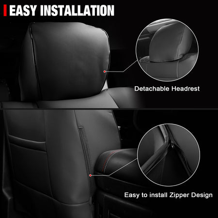 Fits 13-25 Dodge Ram 1500 13-26 2500 3500 Front Row Seat Covers Protector Black